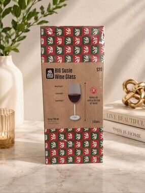 Big Susie Wine Glass - Red & Green Festive Design